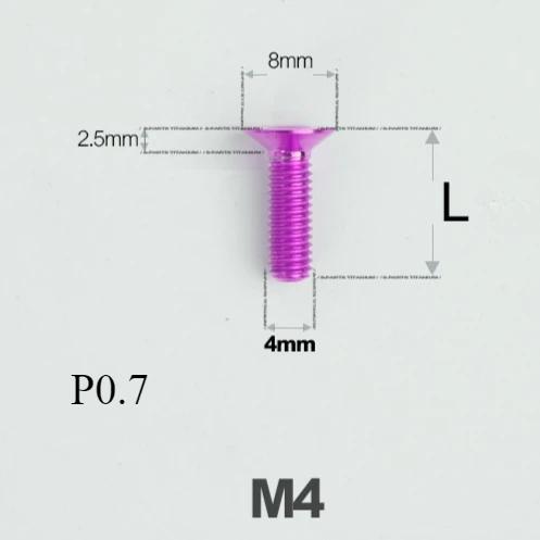 M4*8 10 12 14 16 18-50mm TC4 GR5 Titanium Alloy Torx Flat Countersunk Screw Bolt for Bike Bicycle Road Bike Multiple Colors