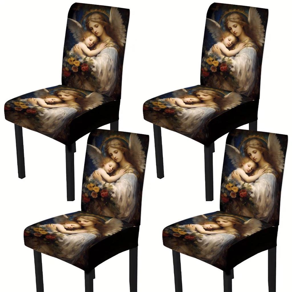 Holiday Print Stretch Chair Cover for Dining, Hotel, or Garden Chairs, Single Piece