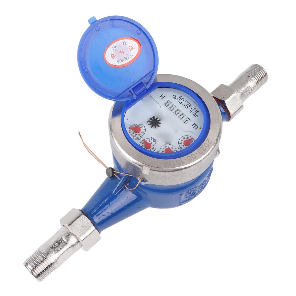 DN15 Mechanical Water Meter Stainless Steel Rotor Type Water Flow Meter for Home Commercial Industry