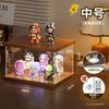 Acrylic Display Case w/h Light for Collectibles Figures,Clear Storage Box w/h Removable Divider,Stackable Dustproof Showcase