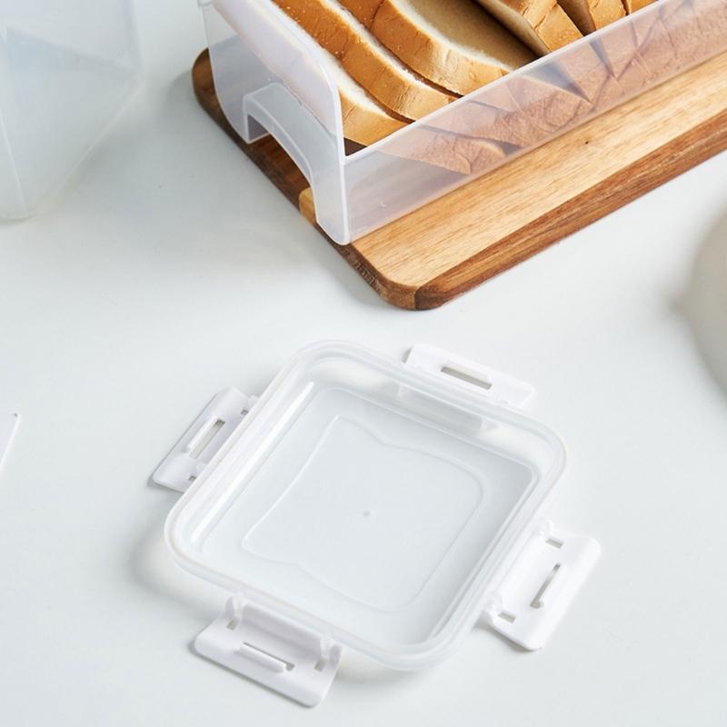 Plastic Bread Storage Container with Clear Lid and Side Clasps for Sandwich Bread and Countertop Household Storage