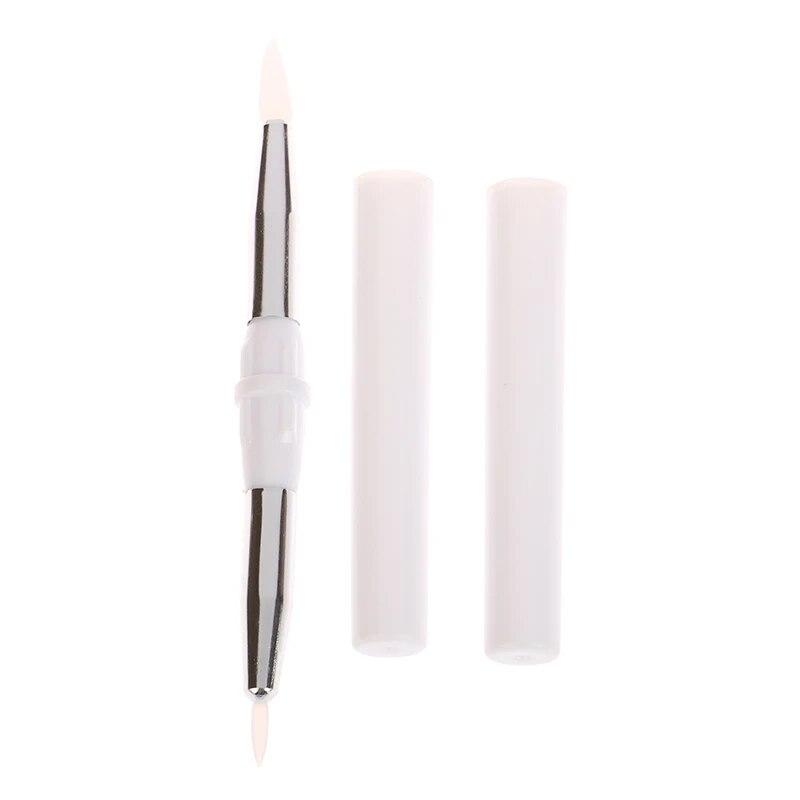 Double Headed Silicone Brush With Cover Lip Brush And Detail Brush Lip Balm Lipstick Lipgloss Applicator Eyeliner Eyebrow Brush