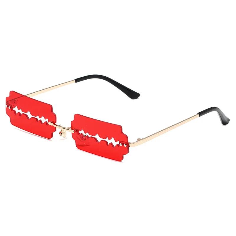Festival Rimless Rectangle Sunglasses Women Unique Razor Blade Funny Sun Glasses Personality Trend Catwalk Party Hip Hop