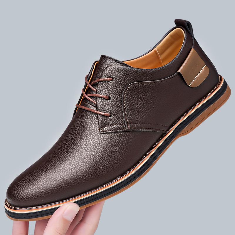 

Spring and Autumn New Men s Baita Casual Leather Shoes Soft Leather Soft Sole, Lace-up Business Casual Shoes 48 коричневий