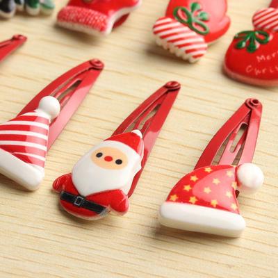 10Pcs Kids Xmas Cartoon Hair Clips Baby Girl Christmas Hairpins Hair Access Best