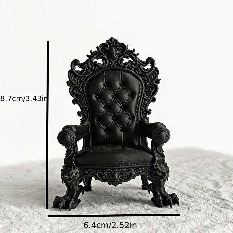 Luxury Gothic Throne Model Dark Brown Black With Gold Accents For Desktop Office Game Room Decor Collectible Display Stand