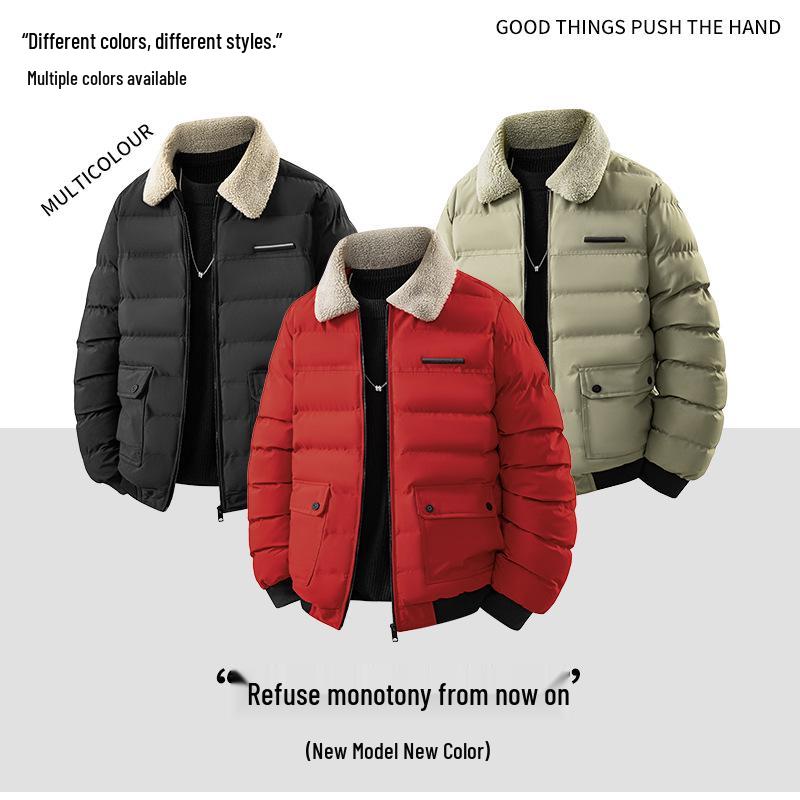 Winddichte Winterjacke für Herren aus Baumwolle mit warmem Pelzkragen – Jugendmode, trendiges Revers, vielseitiges Design