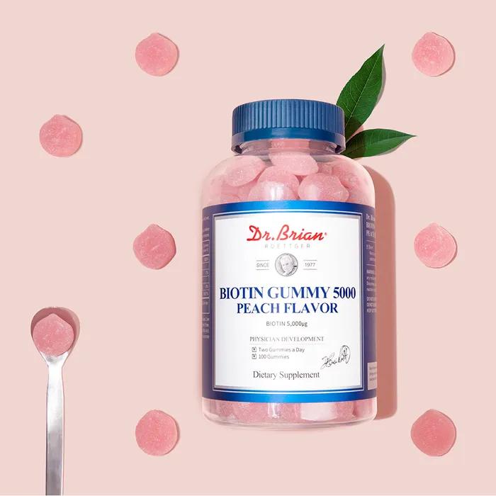 DR. Brian Biotin Gummies 5000 Pfirsichgeschmack (100 Gummibärchen) X 5