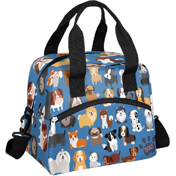 Funny Skull Lunch Bag Tote Bag Leakproof Cooler Bag Insulated Lunch Box with Front Pocket Water-resistant Thermal Lunch Bags with Shoulder Strap for
