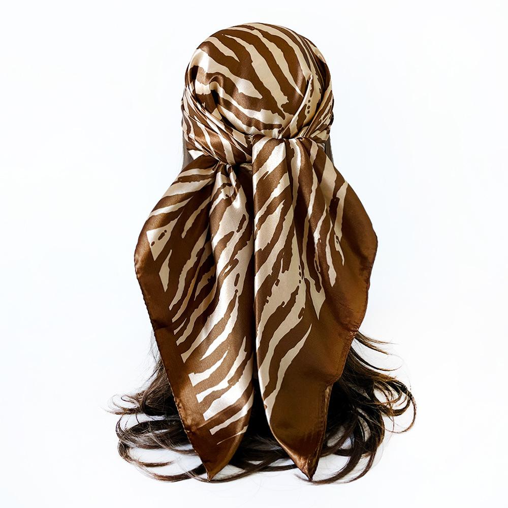 90cm silk scarf zebra pattern women's new arrival bag headscarf shawl artificial silk satin printing square scarf
