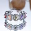 Cute Female Rainbow White Zircon Open Gold Color Wedding Rings Promise Adjustable Engagement Jewelry For Women
