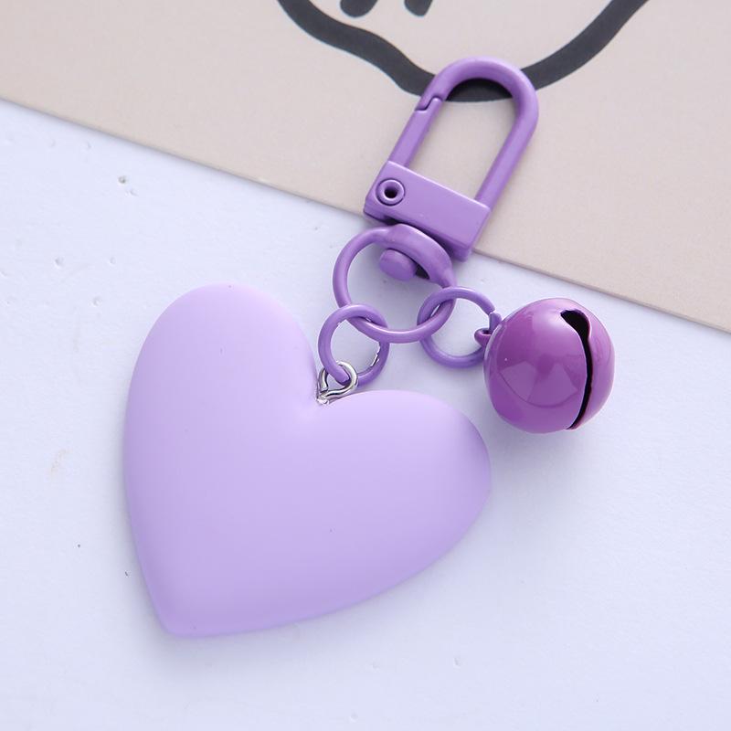 Candy Heart Bell Keychain: Cute Peach Heart Earphone Case Pendant