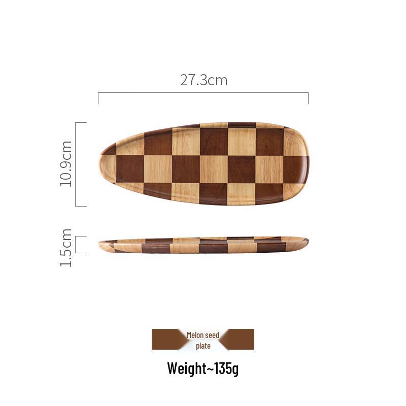 Ru Han Chessboard Wooden Snack Plates (Set of 2)