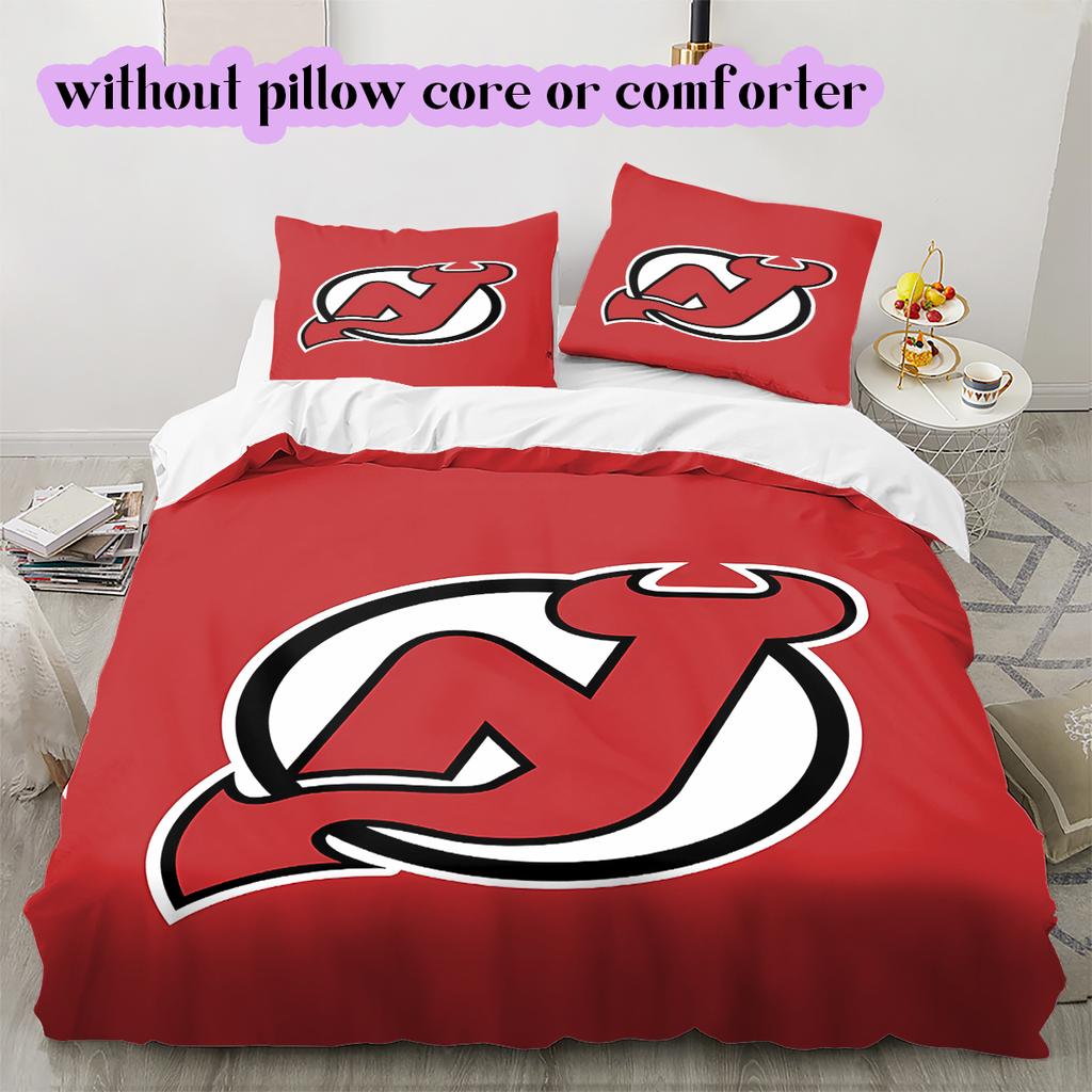 Ice Hockey Logo Pattern Bedding Quilt Set Quilt Cover Pillowcase Home Decoration Birthday Gift (1*duvet Cover+ 2*pillowcase, Without Core)
