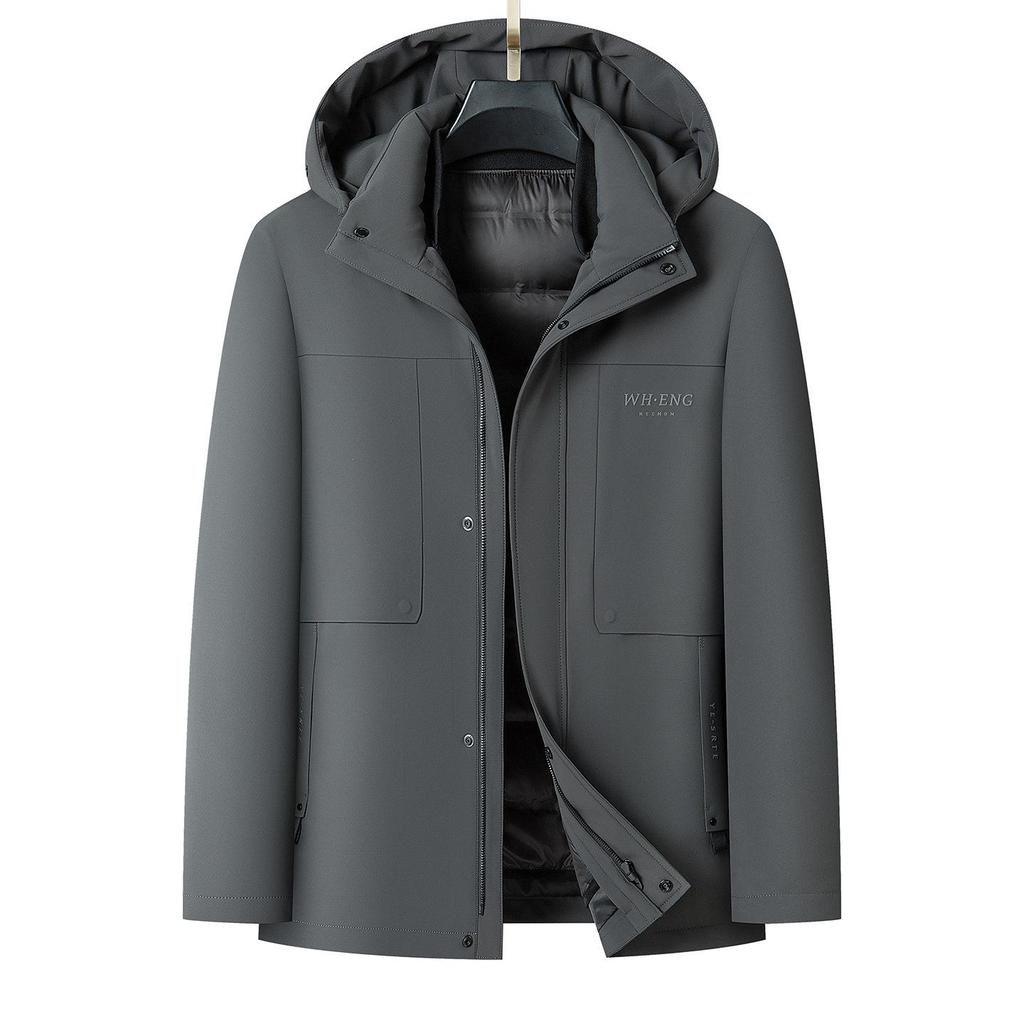 Men's 2025 Winter Removable Liner Down Jacket: Thick Warm White Duck Down Business Casual Coat