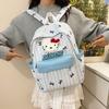 Schoolbag Japanese ins Cute Hello Kitty Striped Backpack Cartoon Puppy Bow Student School Bag Large Capacity Backpack