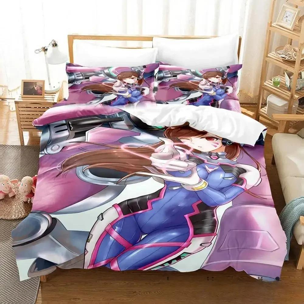 New Anime Dva Overwatch Bedding Set Duvet Cover Comforter Quilt Pillowcase King Queen Twin Size for Boys Girls Adults