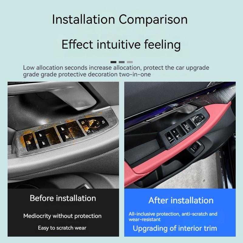 For BMW 5 Series G60 2024 Car Interior Door Handle Protect Cover ABS Inner Door Pull Trim Decora Stickers Auto Styling Accessor
