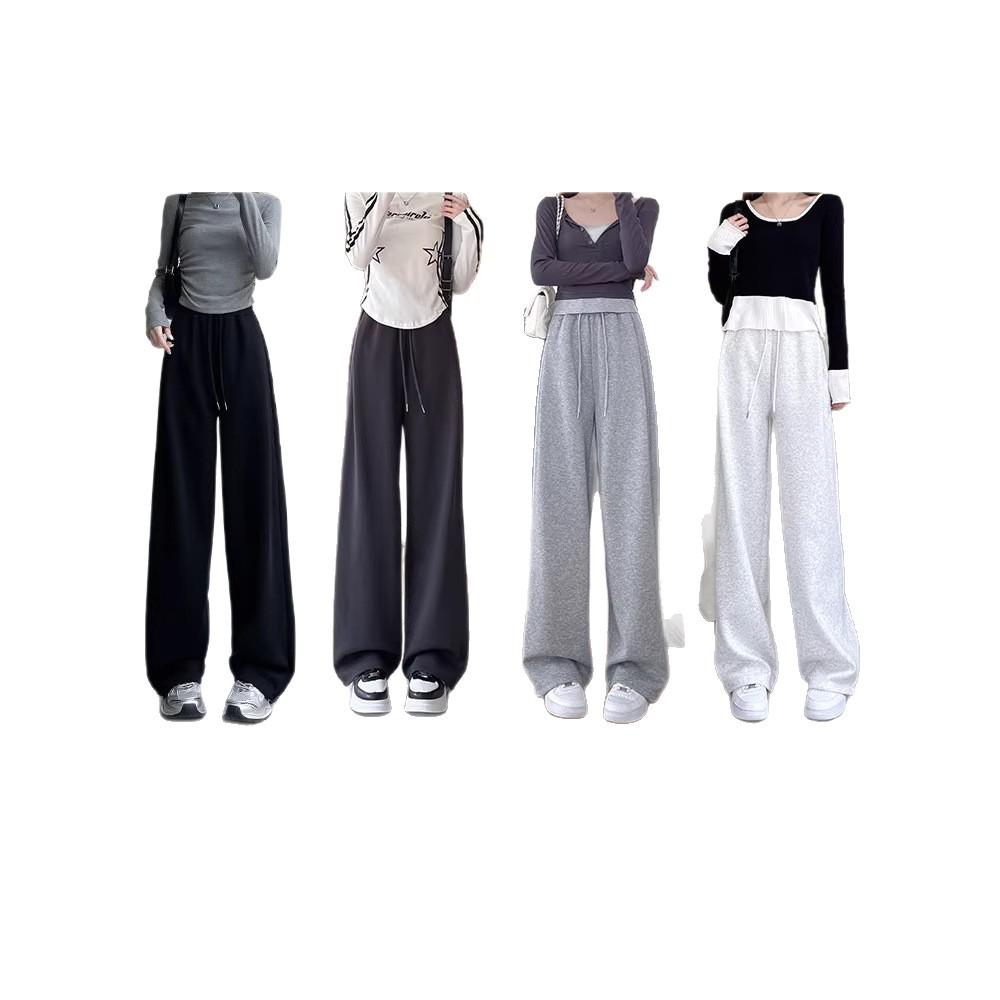Women's Black Wide-Leg Sweatpants: 2026 New Loose, Lazy Style, Petite, Casual American Fashion