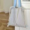 Striped Contrasting Color Small Fresh Canvas Bag Class Commuter Bag High Value Shoulder Tote Bag Drawstring Backpack Backpack