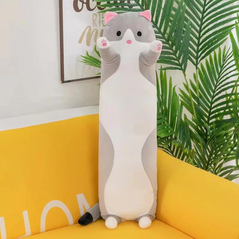 Lang katt Plysj Kroppspute Kreativ Søt Dyr Utstoppet Pute Myk Sofa Dekorativ putepute Stor sovepute Dekor