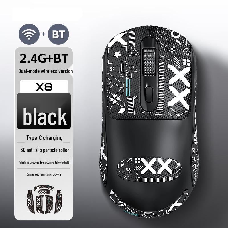 

Беспроводная Bluetooth мышь X8 двухрежимная с противоскользящими и персонализированными наклейками - Игровая и офисная периферия высокого класса