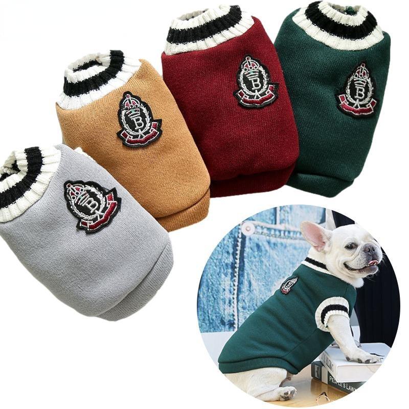 Striped Knitted Dog Sweater O-Neck Chihuahua Puppy Clothes Dog Vest Coat for Small Medium Dogs Yorkie French Bulldog Clothing