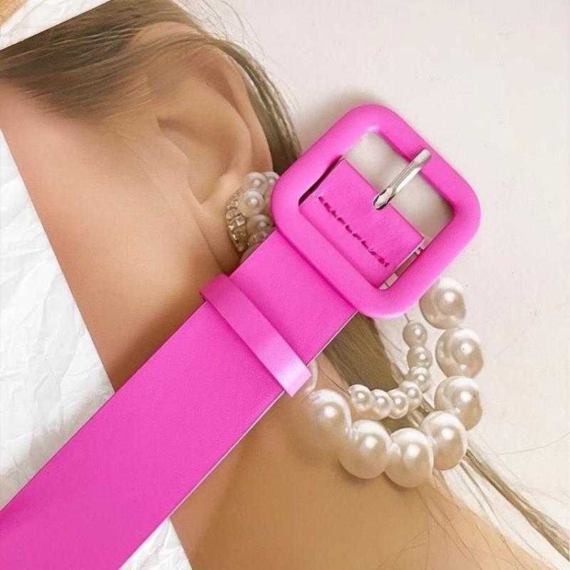 Trendy Y2k Retro Wide Waist Belt In Vibrant Hot Pink Classic Style Perfect For Fashion Lovers