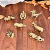 Ensemble de Mini Figurine Animal en Laiton | Petite Statue Animal Sauvage Décor pour Bureau, Étagère & Collection