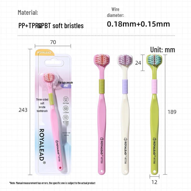 RAOYI 3-Sided Soft Bristle Toothbrush for Adults (6-Pack)