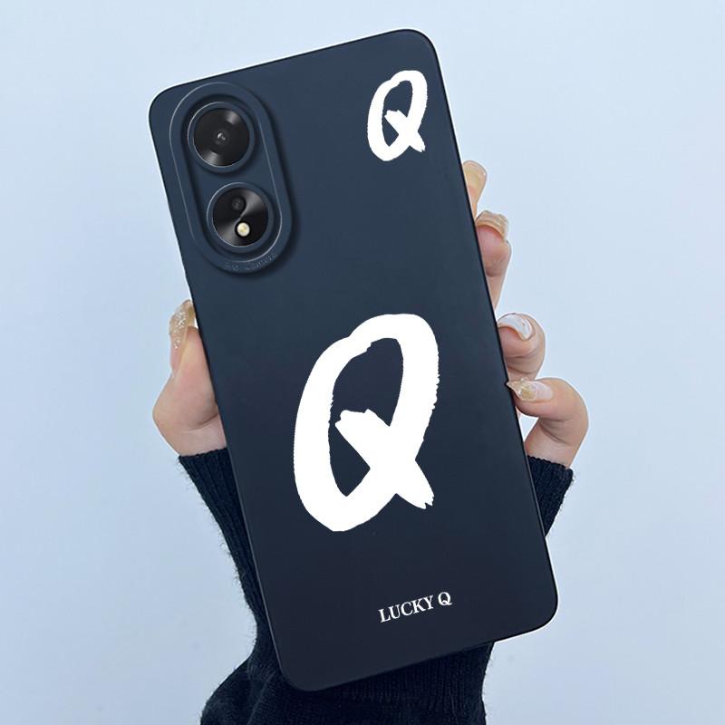 Case For Oppo A18 A38 A58 A78 4G Cover Camera Protection Cute Letter Liquid Silicone Soft Back Covers For Oppo A 38 A 18 Housing