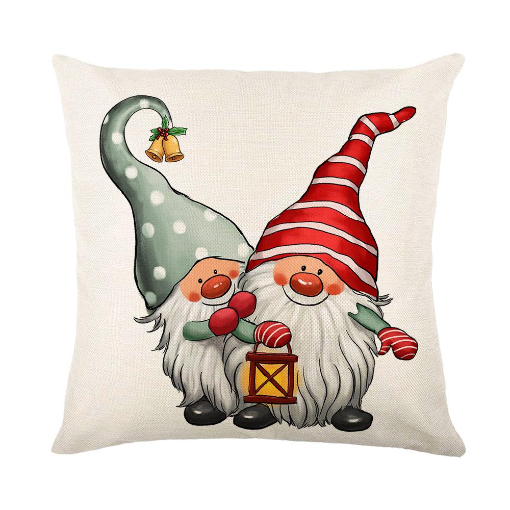 Santa Claus Print Pillow Cover Linen Home Living Room Sofa Cushion Cover Pillow Cover