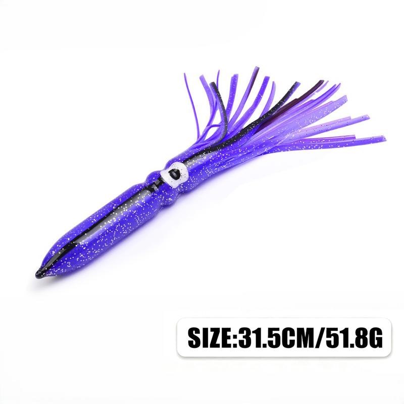 Calamar Blando Luminoso Grande de 17,5 cm-41 cm para Pesca en el Mar Falda de Calamar Pulpo Pesca de Arrastre Señuelos para Atún Aparejos de Pesca en Agua Salada