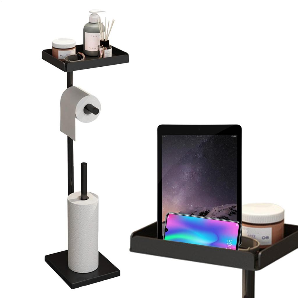 Freestanding Toilet Roll Holders Stainless Steel Toilet Paper Stand Anti-Rust Space Bathroom Tissue Rack Paper Dispenser Storage