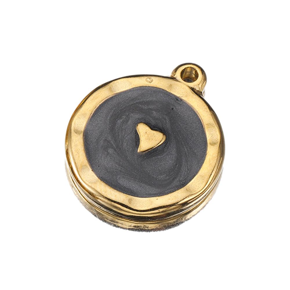 

5pcs Gold Color Stainless Steel Enamel Moon Love Medal Heart Charms Pendants for DIY Earrings Necklace Jewelry Making Supplies