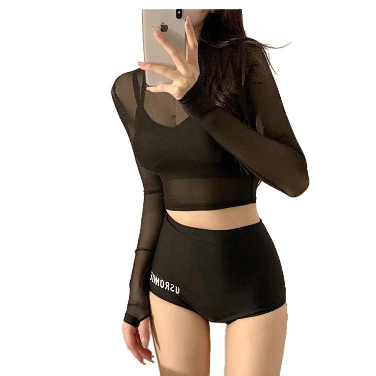 2025 Women's High-End Three-Piece Korean Split Sports Swimsuit - Long Sleeve & Conservative