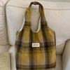 2025 Autumn New Japanese and Korean Ins Woolen Plaid Vest Bag Large Capacity High Value Fashionable Shoulder Bag Women