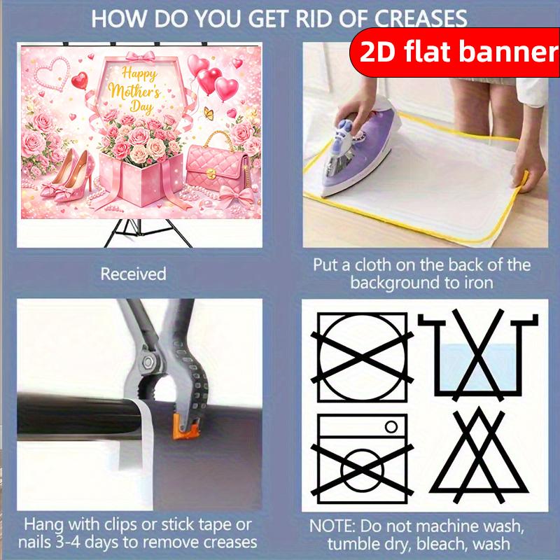 2D flat Mother's Day party decoration banner background fabric elegant pink rose bouquet with heart-shaped balloons and various