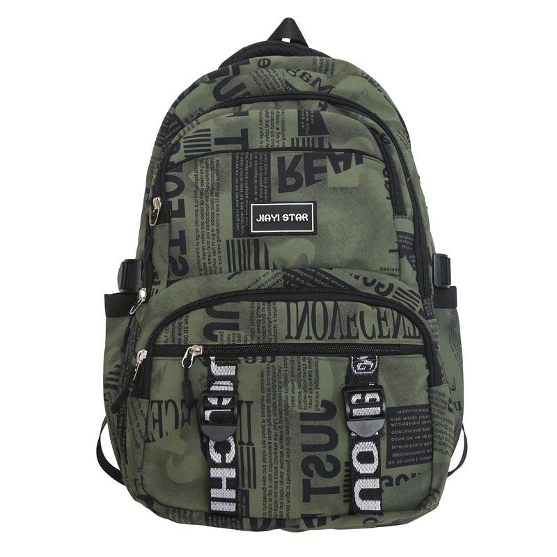 Trendy Brand Camouflage Backpack Men's Large Capacity Casual Junior High and School Student Schoolbag Female Harajuku Style Graffiti Couple Backpack