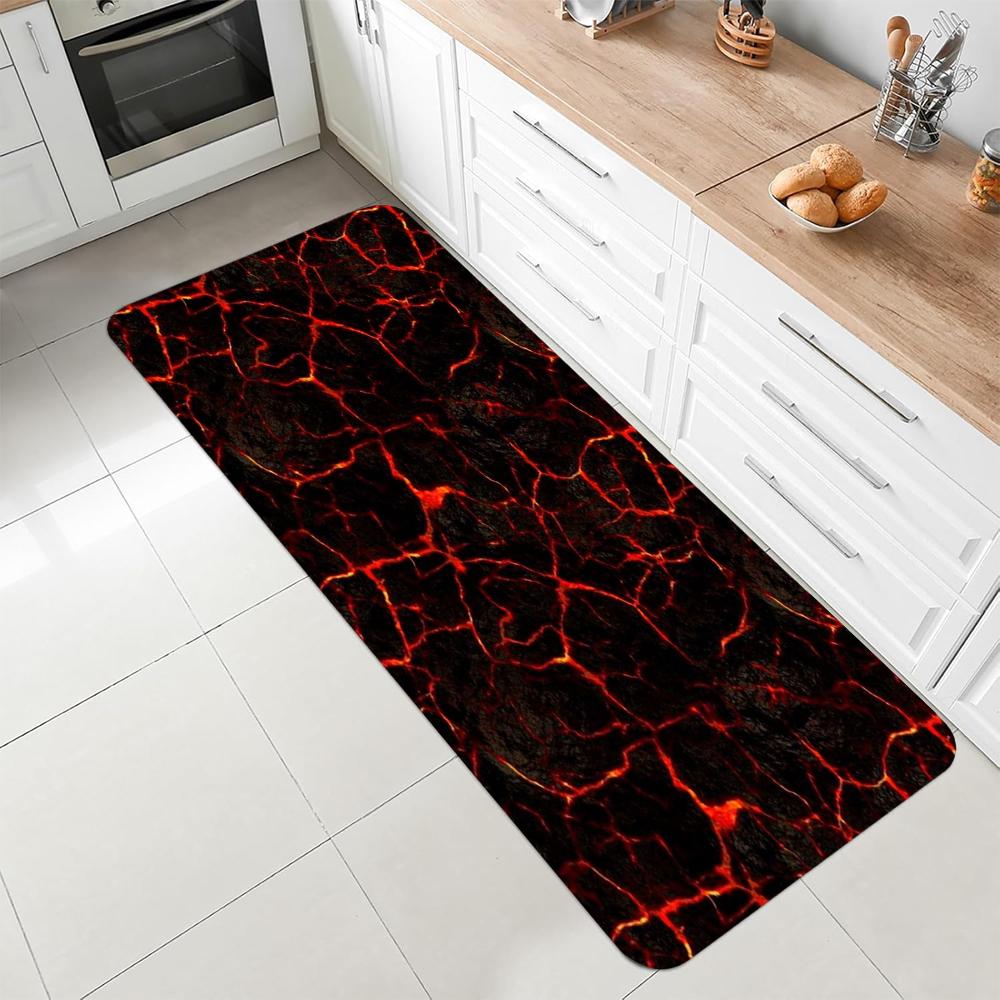 

Lava Rock Pattern Carpet Mat Rug Living Room Home Decoration Orange Red Magma Stone Floor Mat Non Slip Bedroom Decor 40X120CM