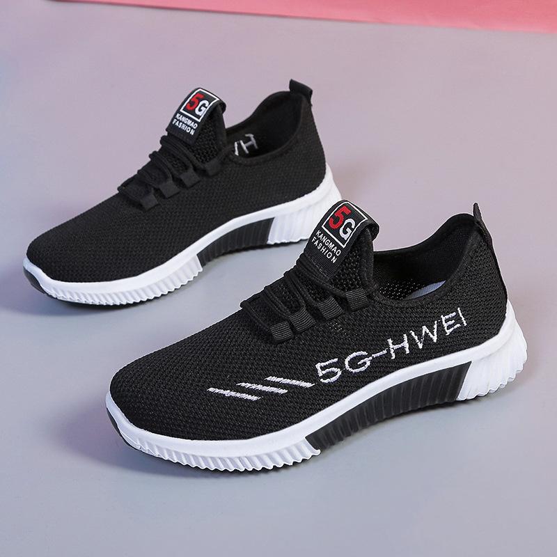 New Cloth Shoes Women's Walking Shoes Soft Bottom Non-slip Mom Sneakers Breathable Net Shoes Fashion Casual Single Shoes