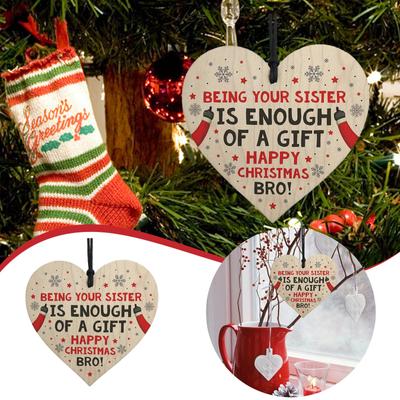 Christmas Wooden Heart With Hole Being Your Sister FUNNY NOVELTY WOOD HEART GIFT FROM SISTER