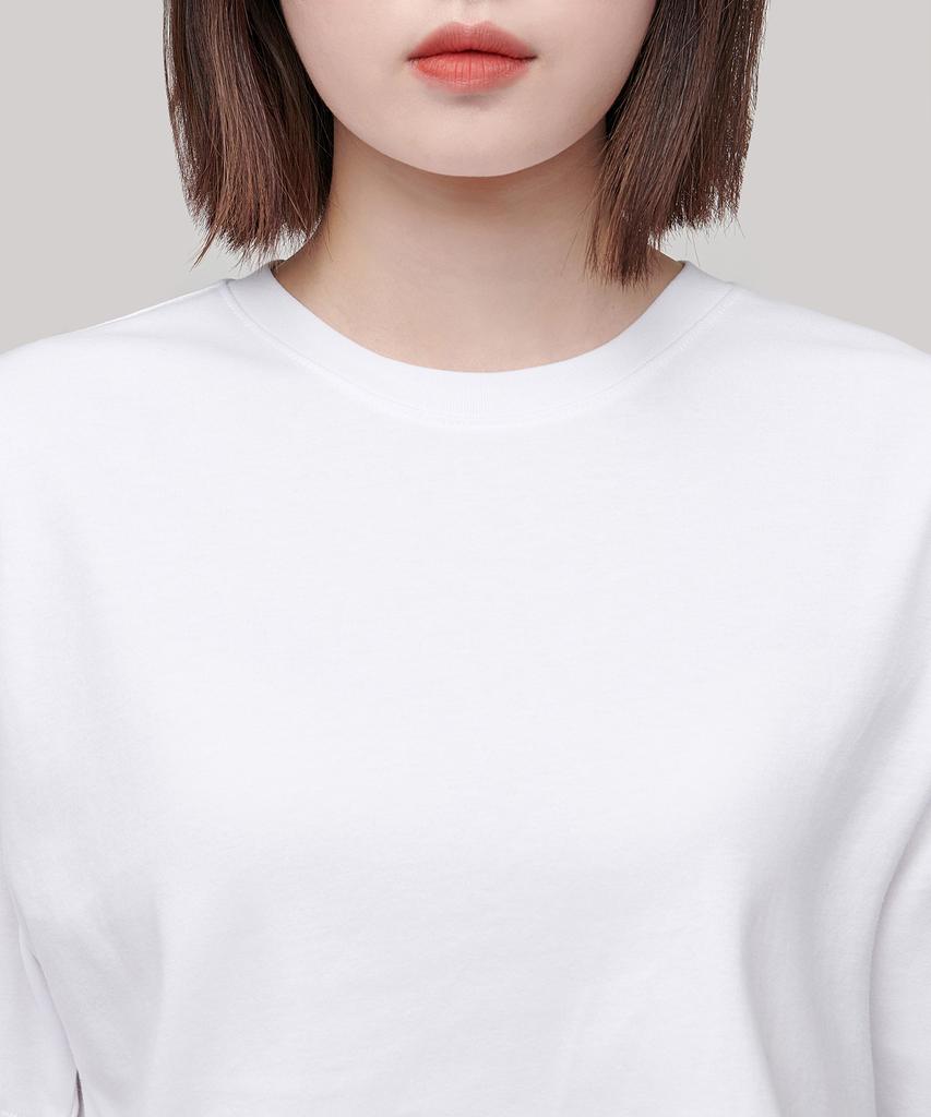 MUSINSA STANDARD WOMAN Women'S Relaxed Fit Crew Neck Crop T-Shirt [White]