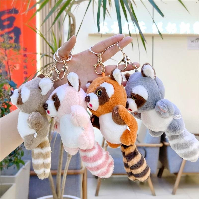 Niedlicher Cartoon Roter Panda Plüschtiere Anhänger Kleiner Waschbär Puppe Schlüsselanhänger Puppe Spielplatz Waschbär Stofftier Rucksack Dekoration Geschenke Kinder