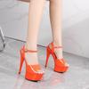 Patent Leather Extra High Heel Thin Heel Sexy Waterproof Table  High Super High Heel Sandals Women's Summer LFD-8661-Q48