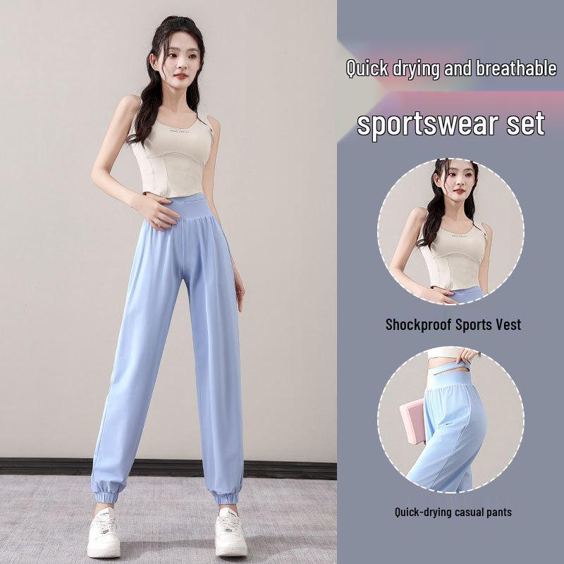 Women's Quick-Dry Purple Fitness Tracksuit: Summer Tank Top & Casual Yoga Pants