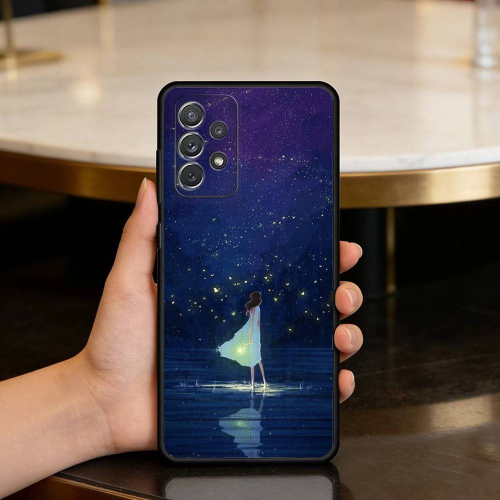 

Новый Водный Сон Арт Мягкий Силиконовый Черный Чехол для Телефона Для Samsung Galaxy A73,A72,A71,A70,A53,A52,A51 Samsung a32 5g