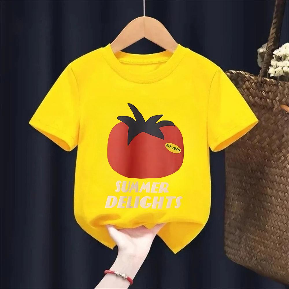 Cute Tees Casual Loose Short Sleeve Tops New Design Tops Summer Clothing Boys Girls Baby Simple Crewneck Tees Printing Tshirt