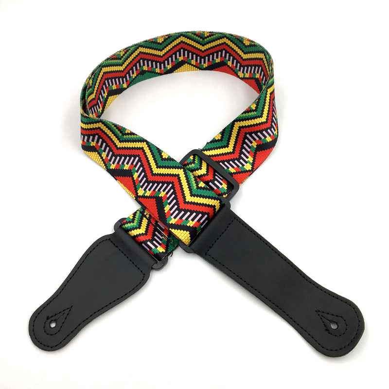 Ethnic Style Polyester Guitar Strap - Folk Classical Design, Widened Shoulder for Electric and Bass Guitars.