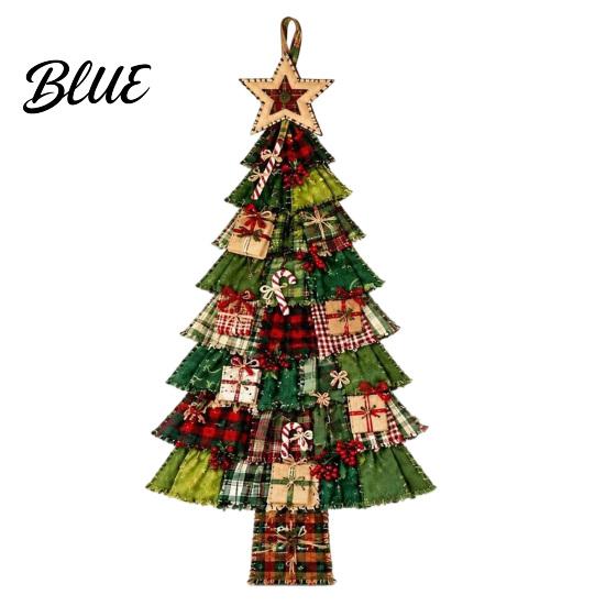 Vintage Style Seasonal Door Hanger Christmas Handmade Hanging Kit, Patchwork Tree Decoration DIY Sewing Thoughtful Gift for Set, Rustic Farmhouse